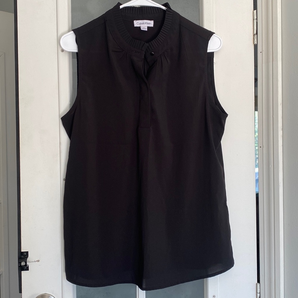 Calvin Klein women’s black classy dressy tank blouse. Size medium